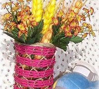 用麻绳手工diy漂亮的花瓶 麻绳花篮的编织方法