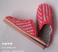 棒针编织毛线拖鞋的编织方法