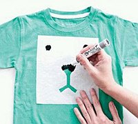 创意手绘T恤衫图案 纯色T恤手绘可爱的小狗狗