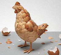 用鸡蛋壳做成的鸡 鸡蛋壳艺术品创意