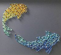 钉子和彩线制作创意的双鱼座装饰画