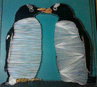 小企鹅绕线装饰画的制作过程