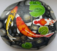 鱼戏莲叶石头画的画法