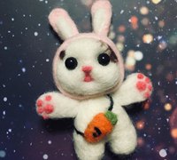 粉红兔耳背包猫的羊毛毡制作方法